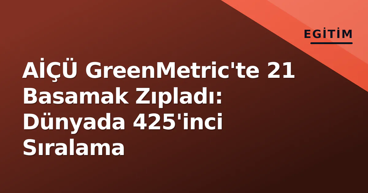AİÇÜ GreenMetric'te 21 Basamak Zıpladı: Dünyada 425'inci Sıralama AİÇÜ GreenMetric'te 21 Basamak Zıpladı: Dünyada 425'inci Sıralama