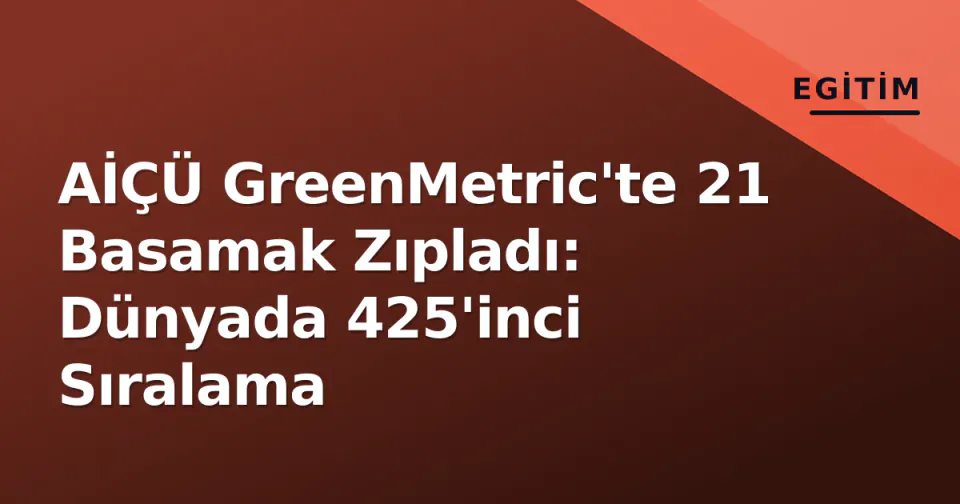 AİÇÜ GreenMetric'te 21 Basamak Zıpladı: Dünyada 425'inci Sıralama görseli