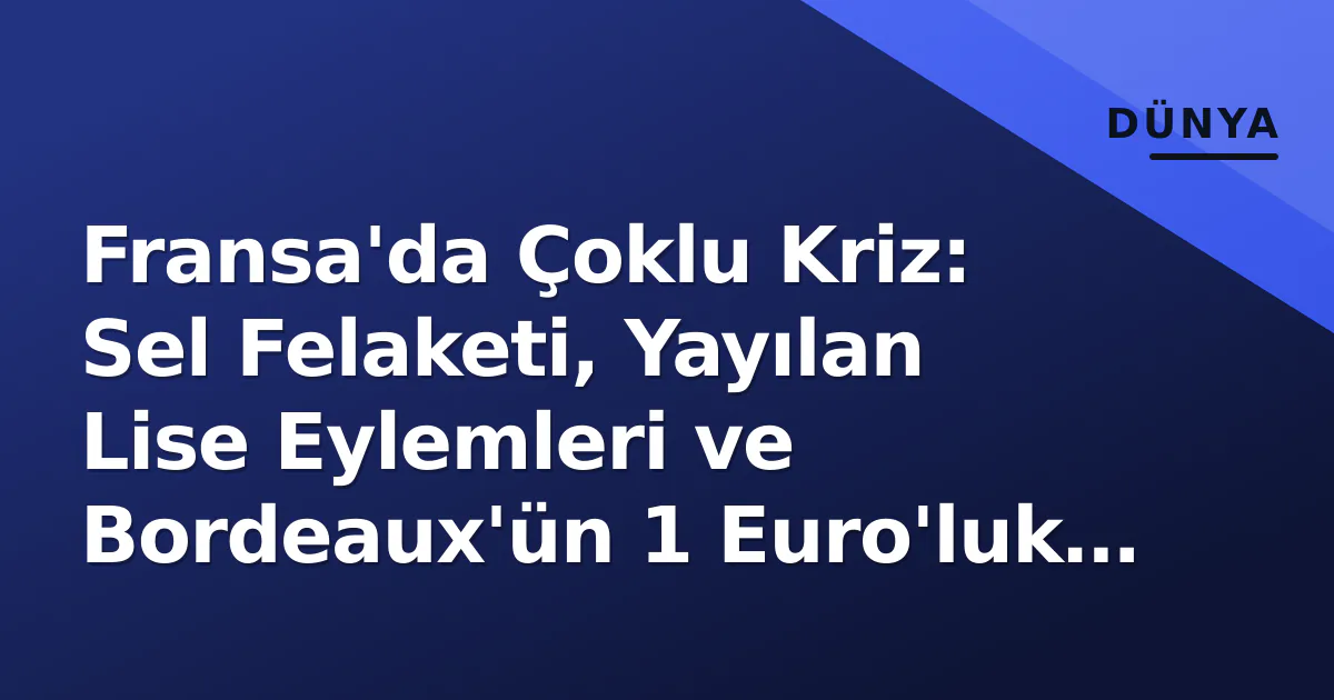 Fransa'da Çoklu Kriz: Sel Felaketi, Yayılan Lise Eylemleri ve Bordeaux'ün 1 Euro'luk Satışı Fransa'da Çoklu Kriz: Sel Felaketi, Yayılan Lise Eylemleri ve Bordeaux'ün 1 Euro'luk Satışı