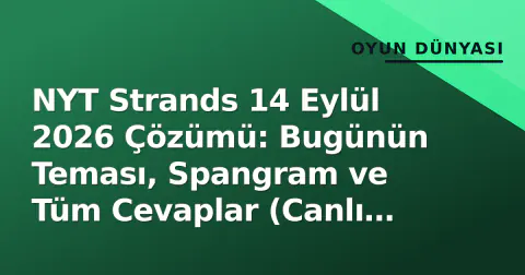 NYT Strands 14 Eylül 2026 Çözümü: Bugünün Teması, Spangram ve Tüm Cevaplar (Canlı Yayın)