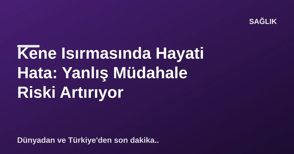 Kene Isırmasında Hayati Hata: Yanlış Müdahale Riski Artırıyor Kene Isırmasında Hayati Hata: Yanlış Müdahale Riski Artırıyor