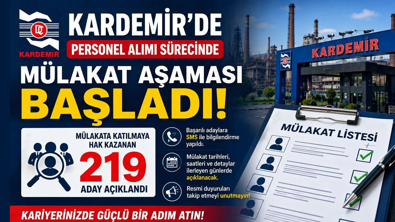 Kardemir Personel Alımı Mülakat Sonuçları Açıklandı: 219 Aday Belirlendi Kardemir Personel Alımı Mülakat Sonuçları Açıklandı: 219 Aday Belirlendi