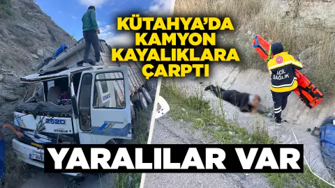 Kütahya-Eskişehir Yolunda Korkutan Kaza: Kamyon Kayalıklara Çarptı