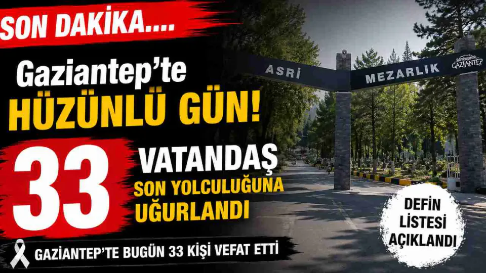 Gaziantep'te 25 Temmuz 2026 Vefat ve Defin Listesi Yayınlandı görseli