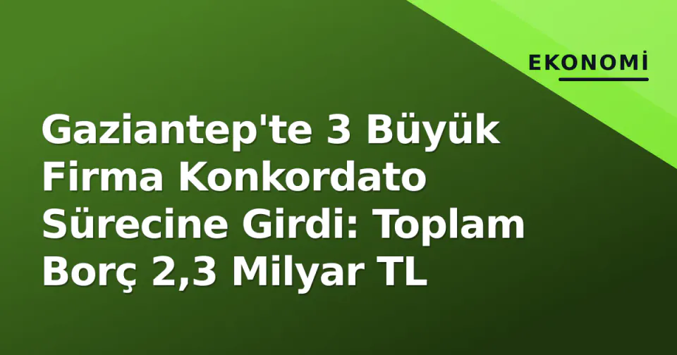 Gaziantep'te 3 Büyük Firma Konkordato Sürecine Girdi: Toplam Borç 2,3 Milyar TL görseli