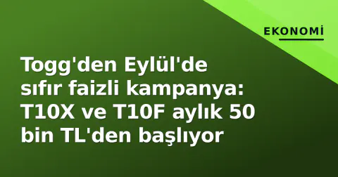 Togg'den Eylül'de sıfır faizli kampanya: T10X ve T10F aylık 50 bin TL'den başlıyor
