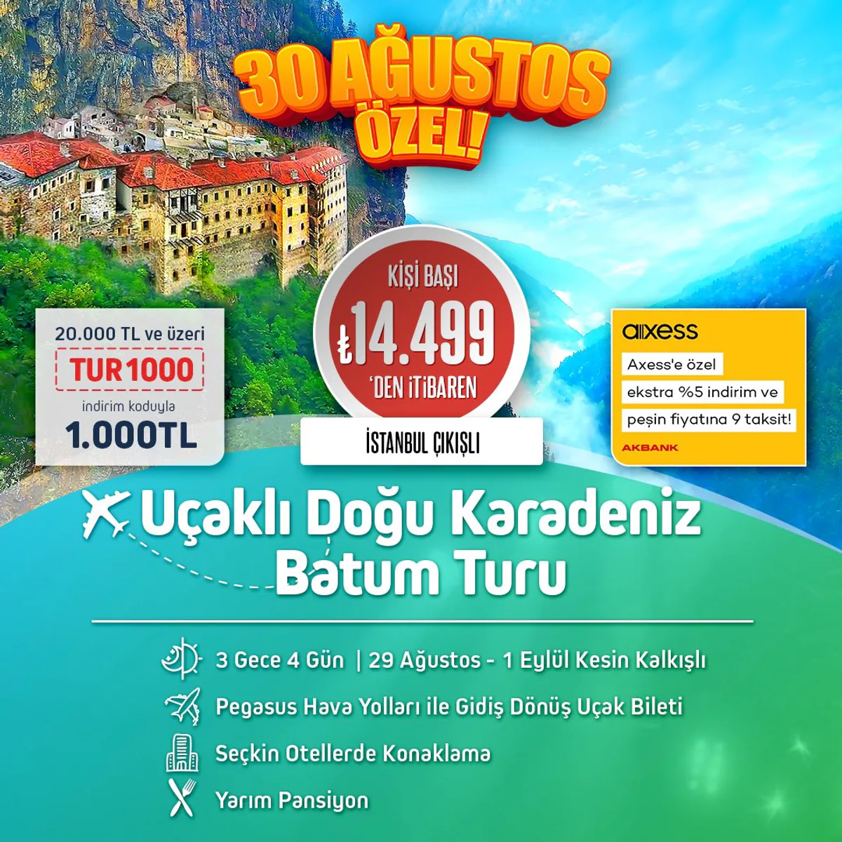 30 Ağustos'a Özel Uçaklı Doğu Karadeniz ve Batum Turu 30 Ağustos'a Özel Uçaklı Doğu Karadeniz ve Batum Turu