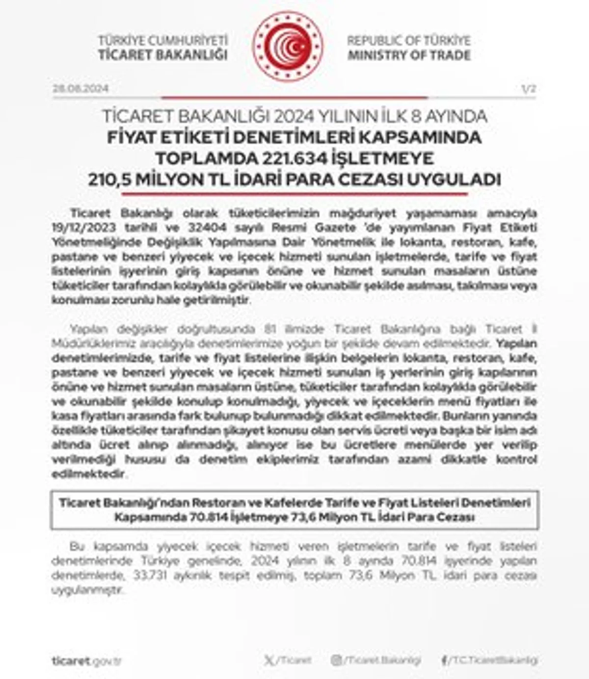 Ticaret Bakanlığı'ndan Fiyat Etiketi Denetimleri Ticaret Bakanlığı'ndan Fiyat Etiketi Denetimleri