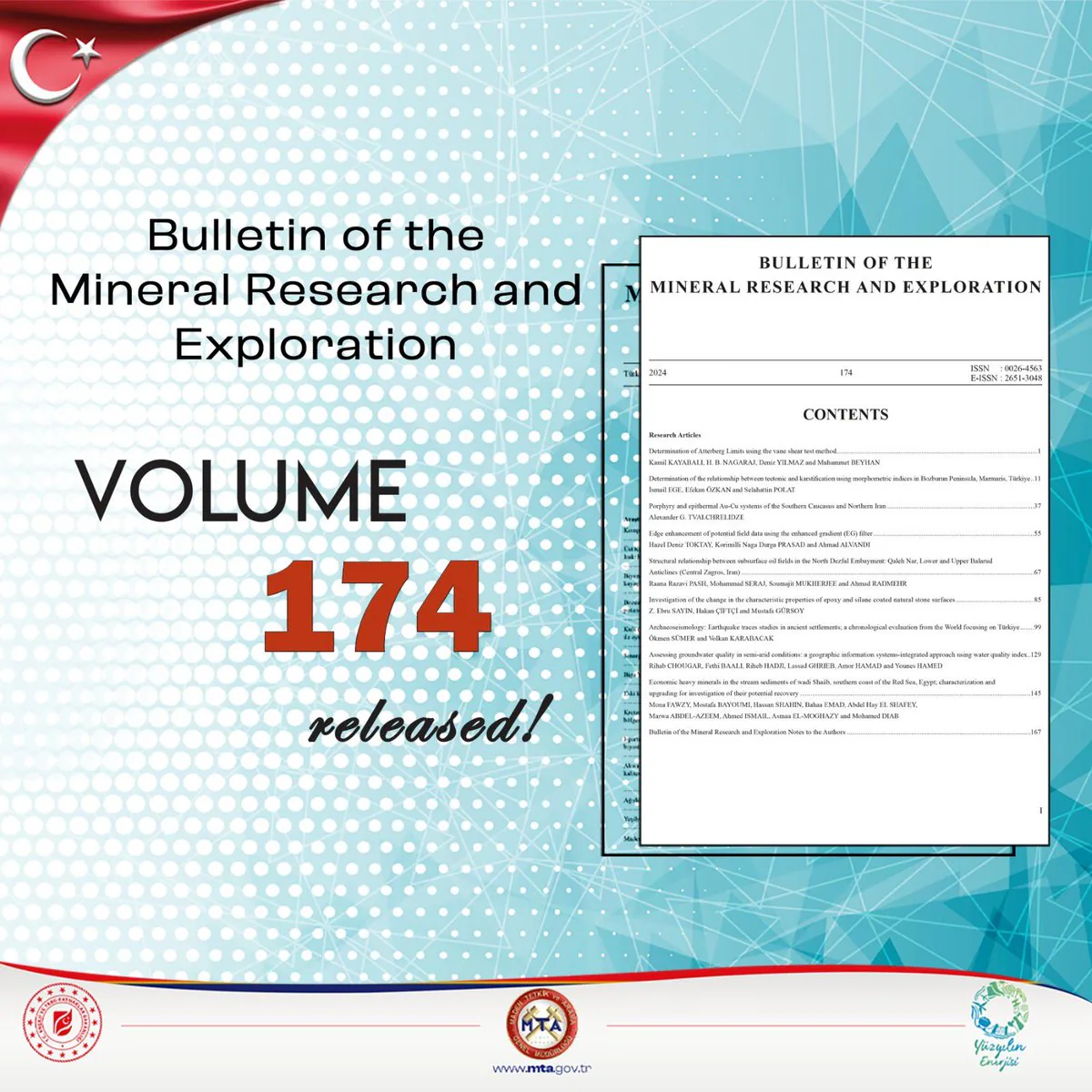 MTA Dergisi'nin 174. Sayısı Yayımlandı MTA Dergisi'nin 174. Sayısı Yayımlandı