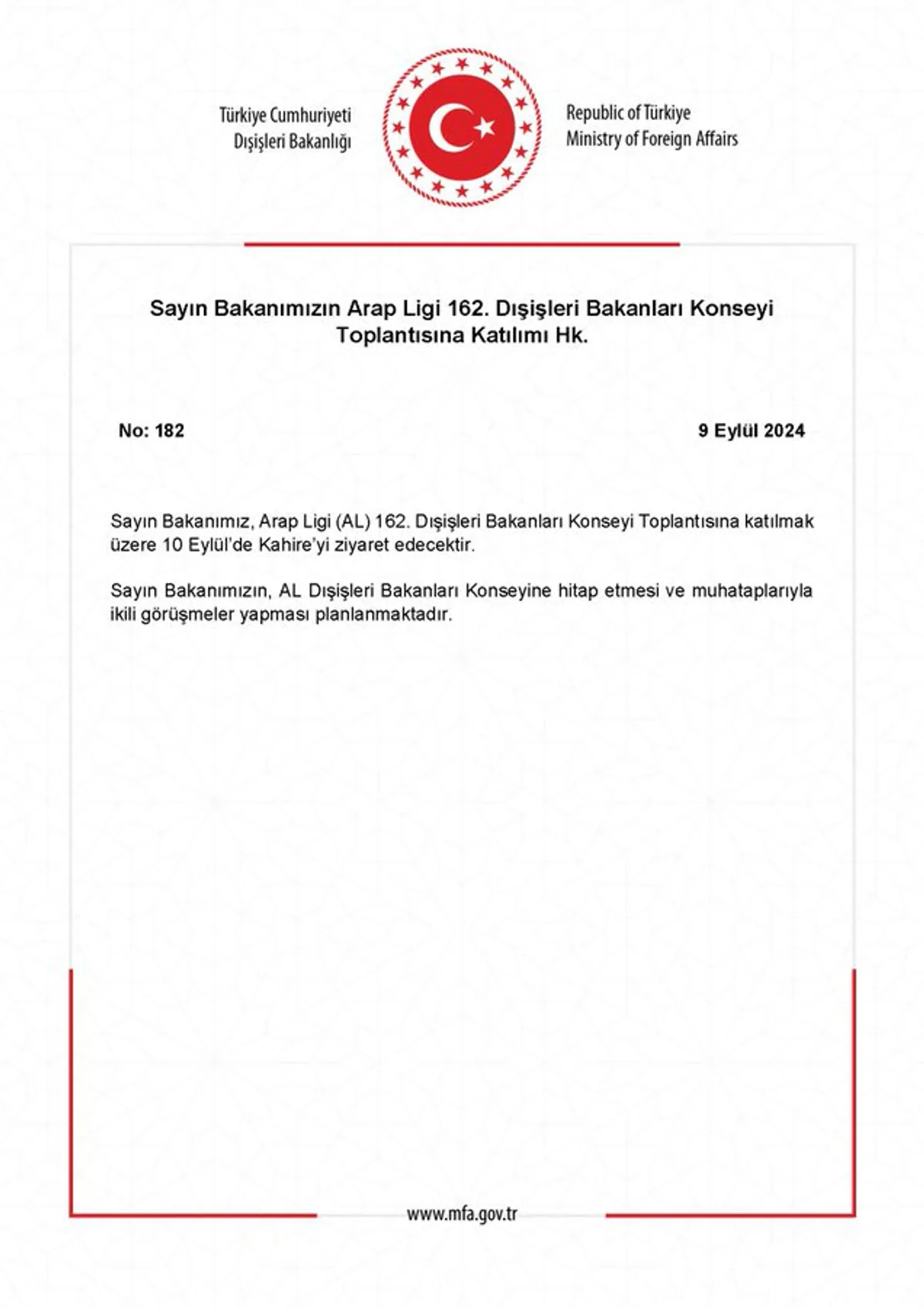 Türk Dışişleri Bakanı, Arap Ligi'nin 162. Dışişleri Bakanları Konseyi toplantısına katıldı Türk Dışişleri Bakanı, Arap Ligi'nin 162. Dışişleri Bakanları Konseyi toplantısına katıldı