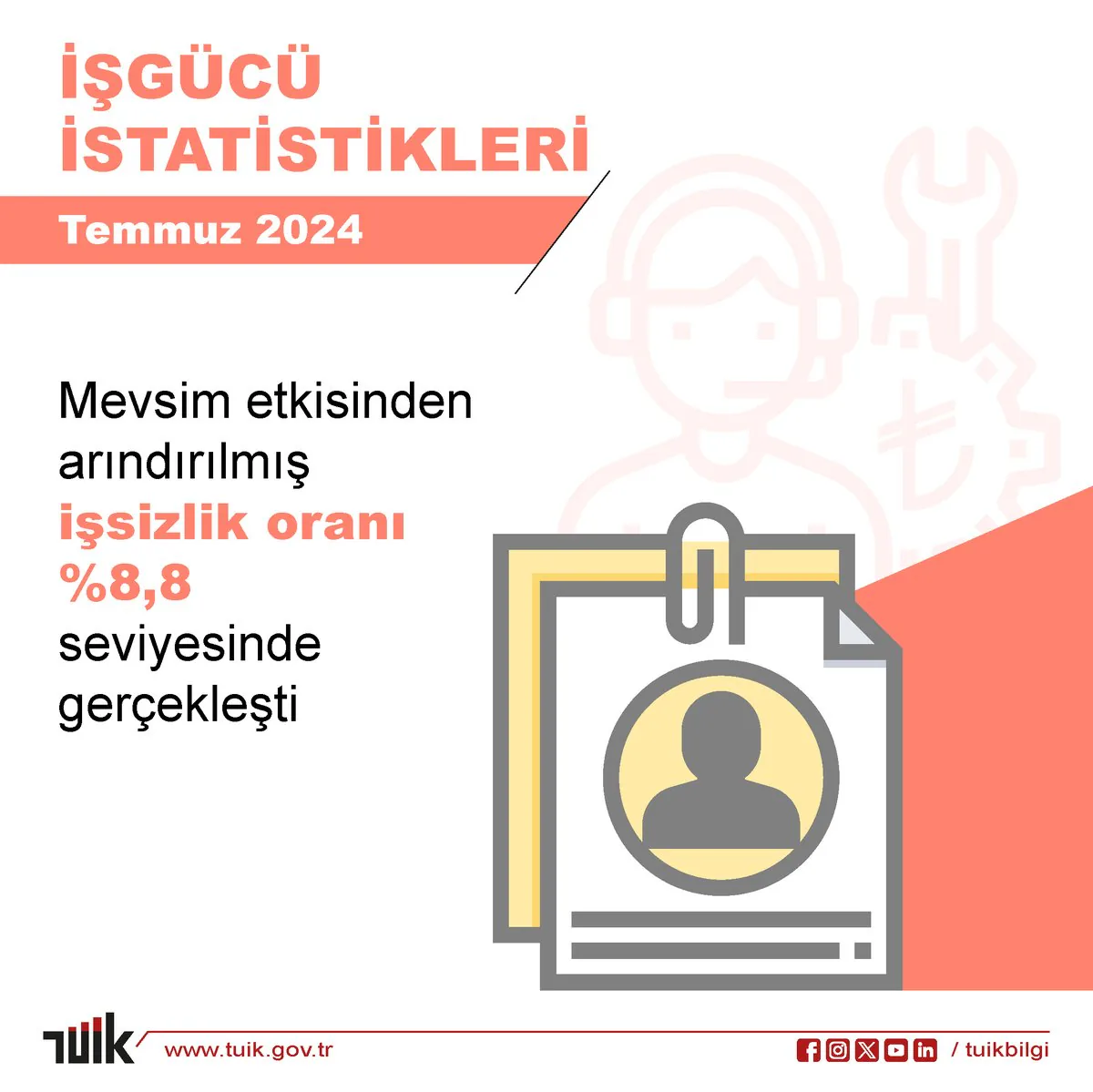 Türkiye'de Mevsimsel Olmayan İşsizlik Oranı %8,8 Türkiye'de Mevsimsel Olmayan İşsizlik Oranı %8,8