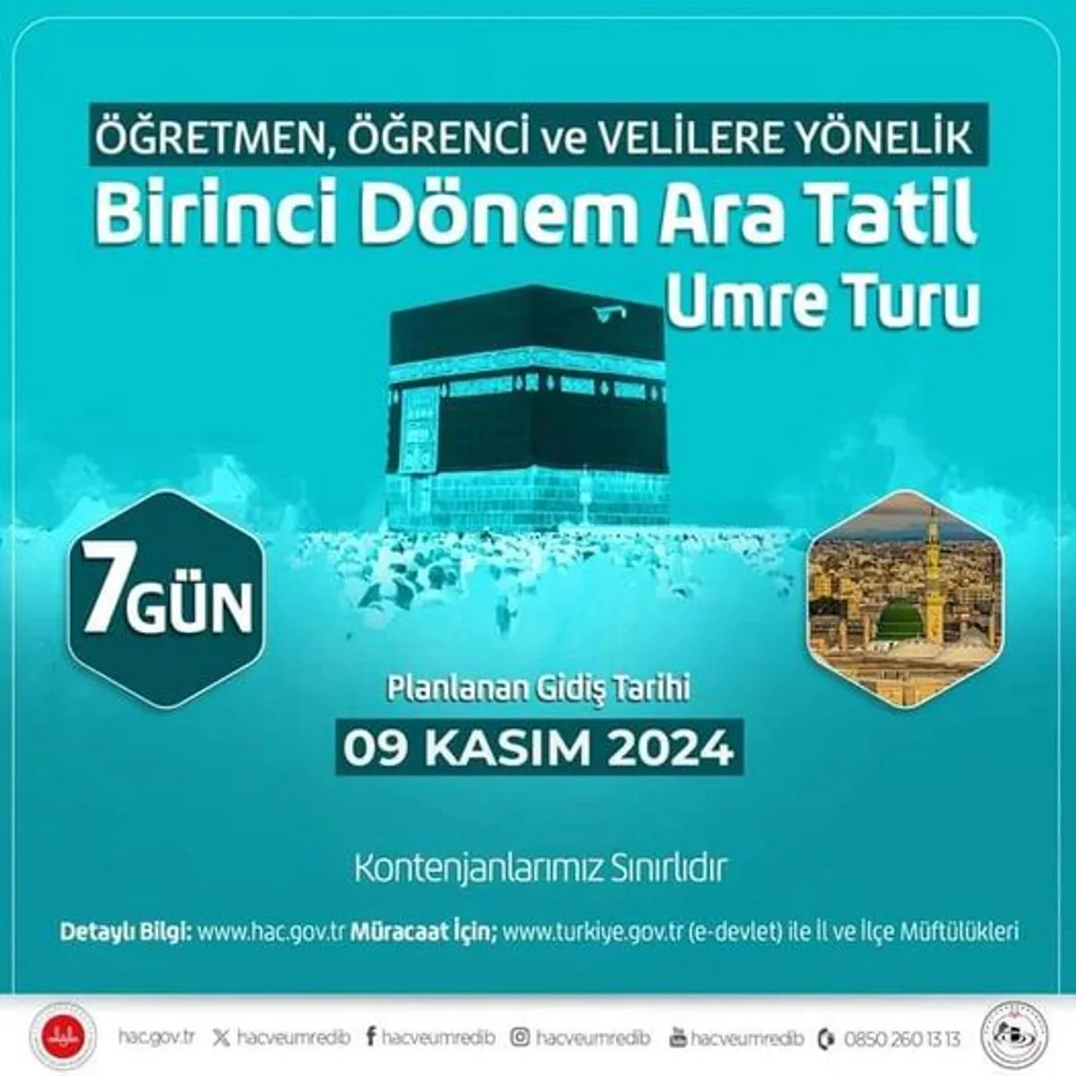 Diyanet İşleri Başkanlığı'ndan Öğretmenlere ve Öğrencilere Ara Tatil Umre Turları Diyanet İşleri Başkanlığı'ndan Öğretmenlere ve Öğrencilere Ara Tatil Umre Turları