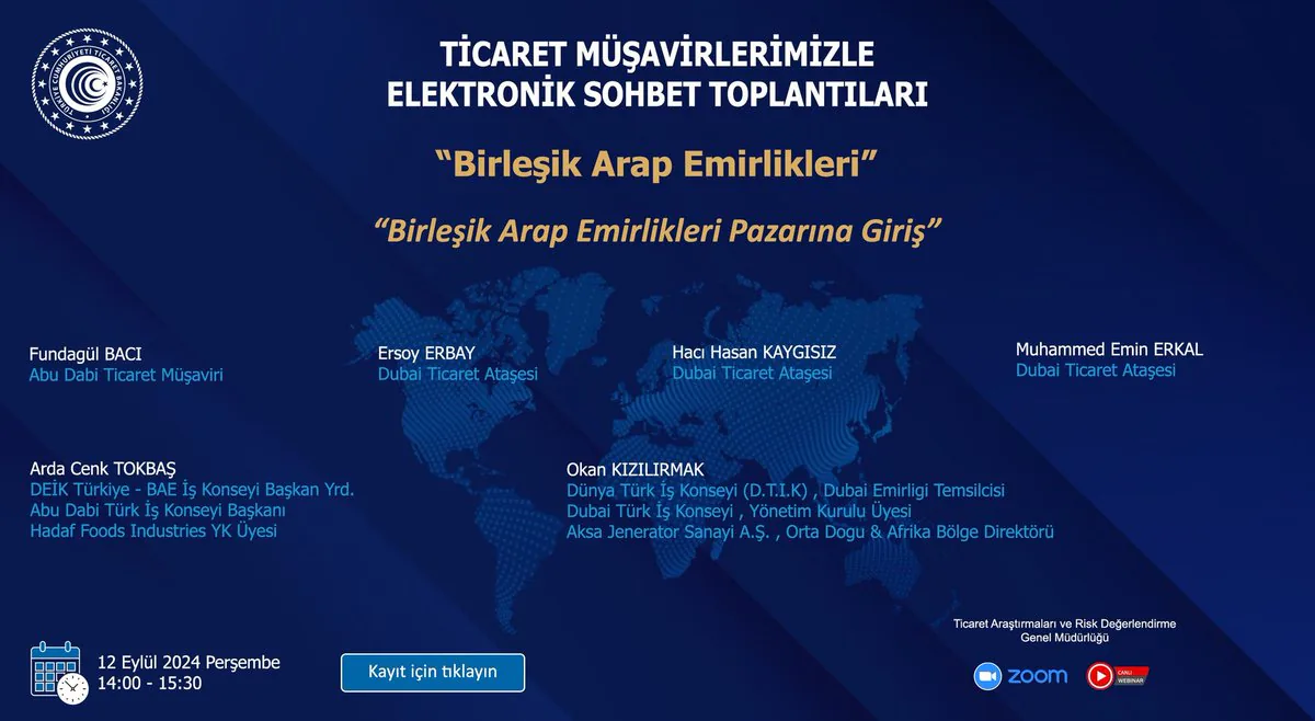 Ticaret Müşavirlerimizle Elektronik Sohbetler: Birleşik Arap Emirlikleri Pazarına Giriş Ticaret Müşavirlerimizle Elektronik Sohbetler: Birleşik Arap Emirlikleri Pazarına Giriş