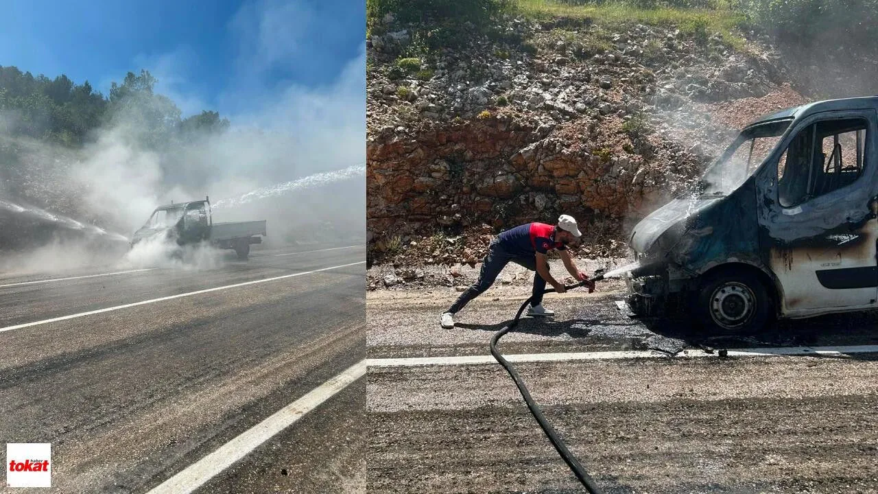 Tokat Reşadiye'de Korkutan Yangın: Seyir Halindeki Kamyonet Küle Döndü Tokat Reşadiye'de Korkutan Yangın: Seyir Halindeki Kamyonet Küle Döndü