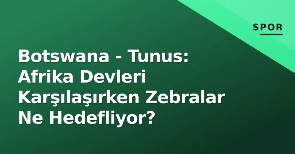 Botswana - Tunus: Afrika Devleri Karşılaşırken Zebralar Ne Hedefliyor? görseli