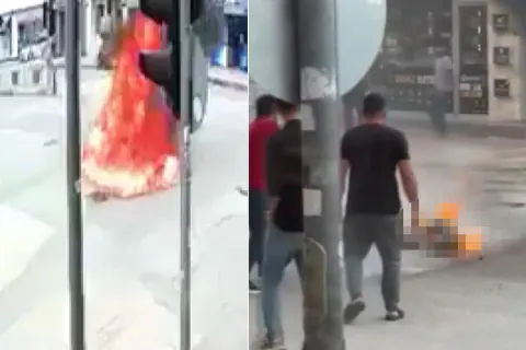 Hatay'da dehşet anları: Zabıta uyarısı sonrası kendini ateşe verdi