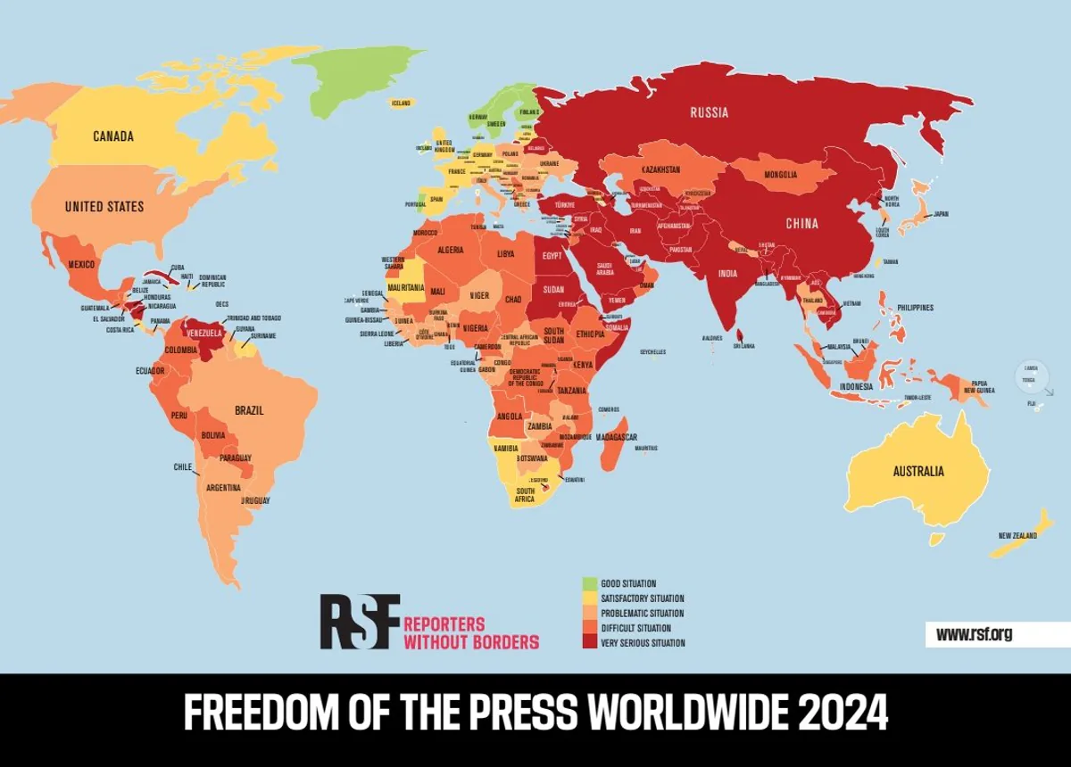 Dünya Basın Özgürlüğü İndeksi 2024 Yayımlandı Dünya Basın Özgürlüğü İndeksi 2024 Yayımlandı