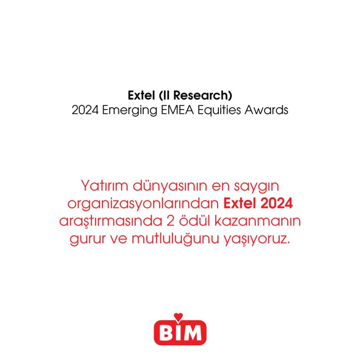 BİM, Extel 2024 Araştırmasında Önemli Bir Başarı Elde Etti BİM, Extel 2024 Araştırmasında Önemli Bir Başarı Elde Etti