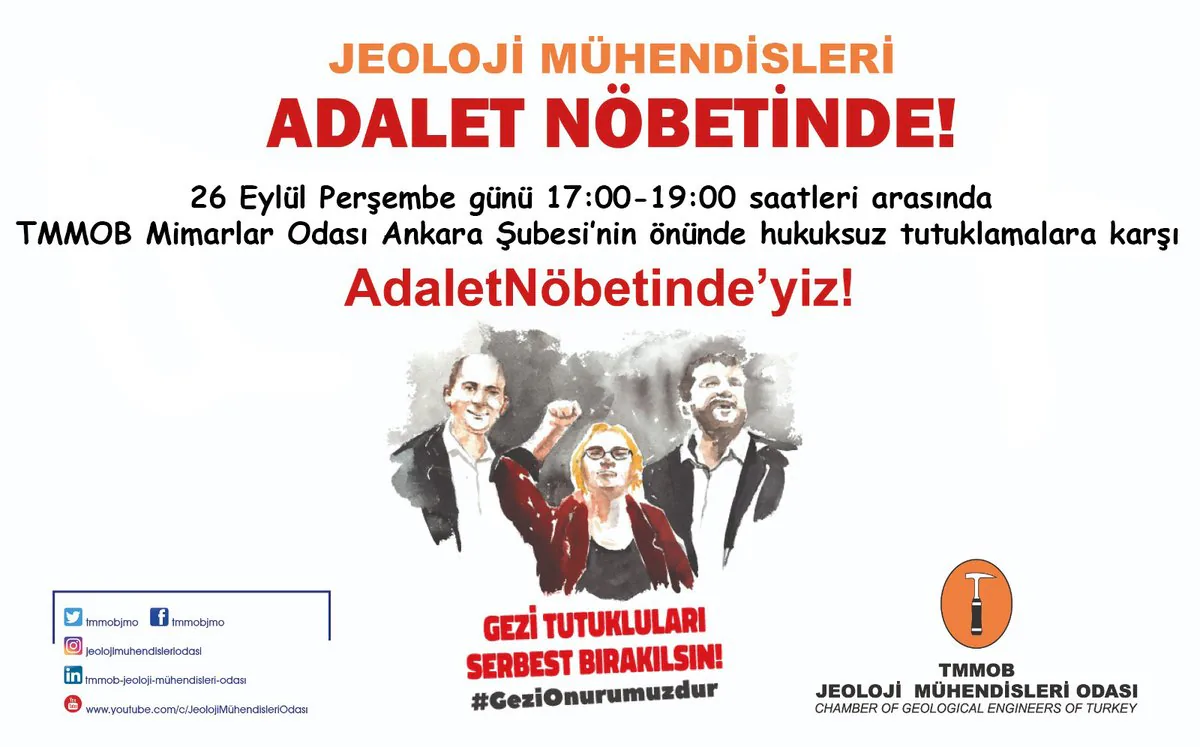 TMMOB, Gezi Davası'nda Tutuklananları Destekliyor TMMOB, Gezi Davası'nda Tutuklananları Destekliyor