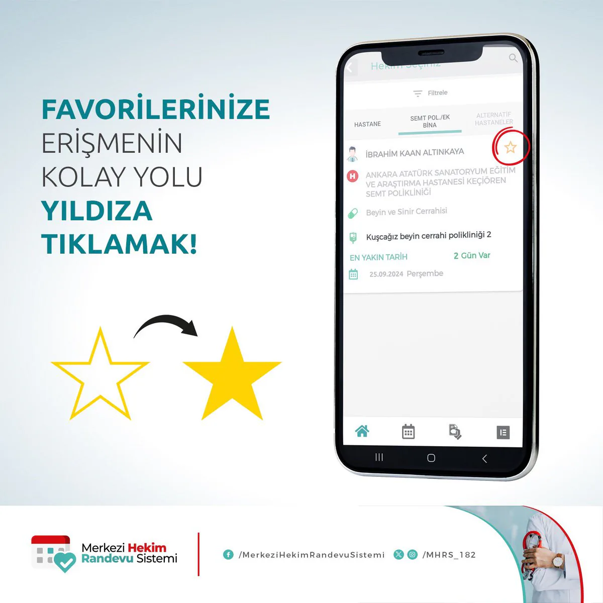 MHRS'de Favori Hekim ve Klinik Listesi Oluşturma İmkanı Sunuluyor MHRS'de Favori Hekim ve Klinik Listesi Oluşturma İmkanı Sunuluyor