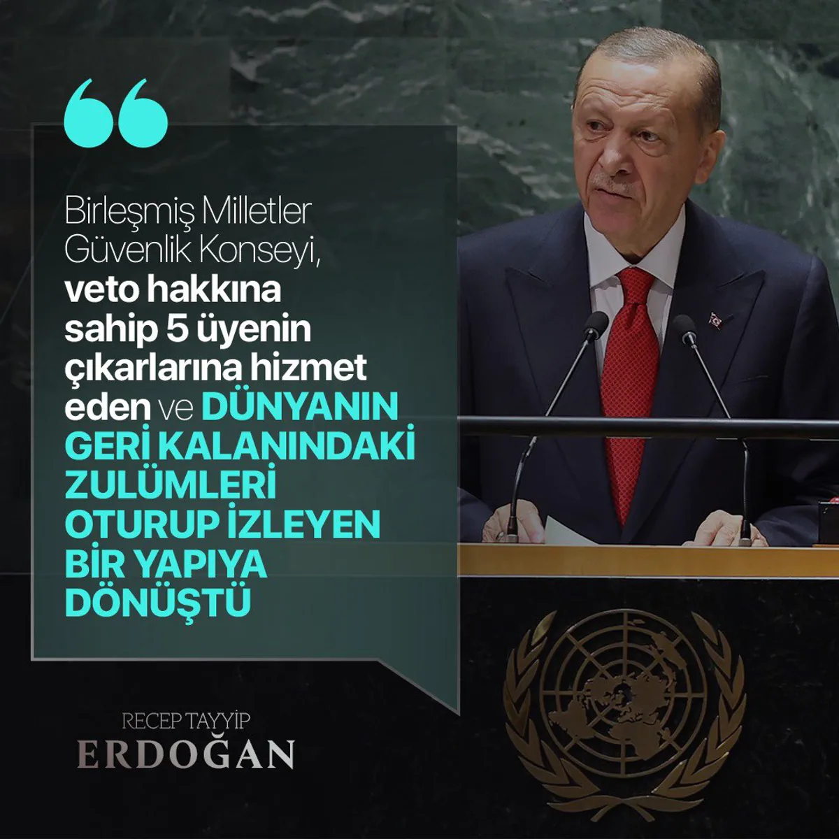 Cumhurbaşkanı Erdoğan'dan BM Güvenlik Konseyi Eleştirisi Cumhurbaşkanı Erdoğan'dan BM Güvenlik Konseyi Eleştirisi