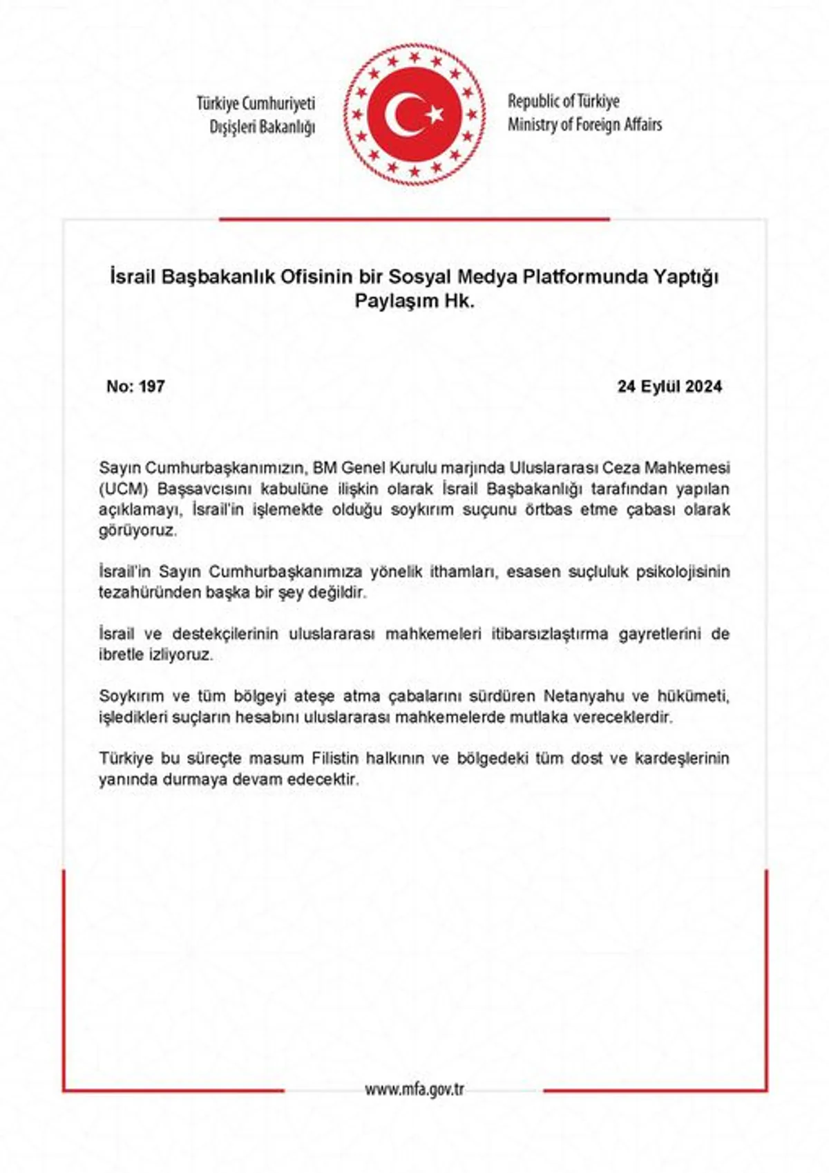 İsrail Başbakanlığı'ndan Sosyal Medya Üzerinden Açıklama İsrail Başbakanlığı'ndan Sosyal Medya Üzerinden Açıklama