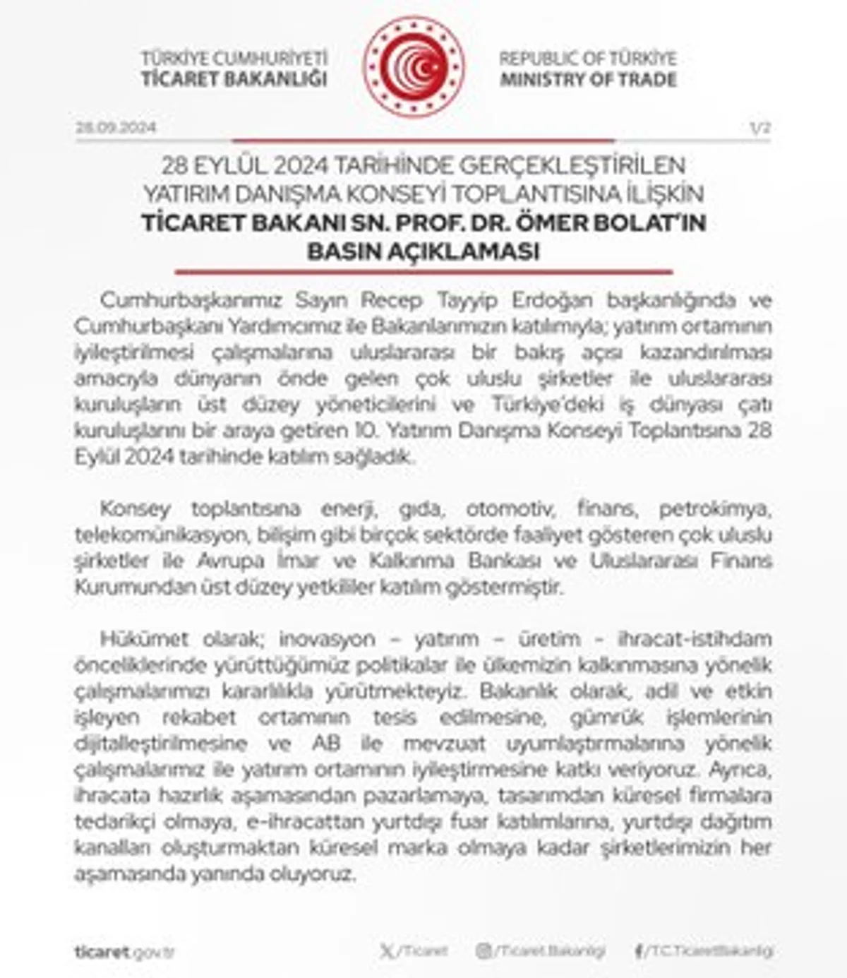 Yatırım Danışma Konseyi Toplantısı Gerçekleşti Yatırım Danışma Konseyi Toplantısı Gerçekleşti