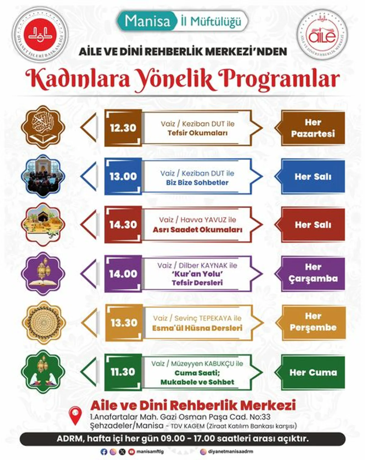 Aile ve Dini Rehberlik Merkezi Kadınlara Yönelik Programlar Düzenliyor Aile ve Dini Rehberlik Merkezi Kadınlara Yönelik Programlar Düzenliyor