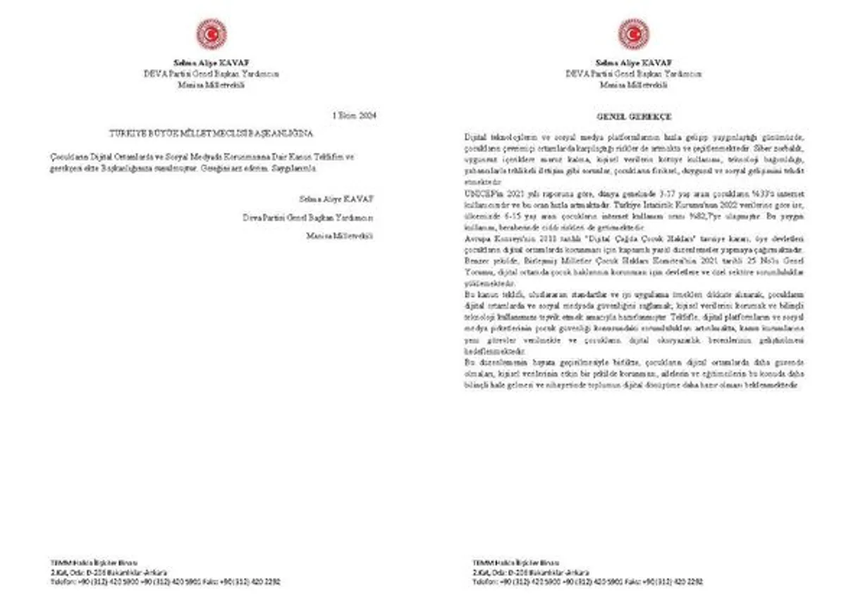 Milletvekili Selma Aliye Kavaf, çocukların dijital güvenliği için kanun teklifi sundu Milletvekili Selma Aliye Kavaf, çocukların dijital güvenliği için kanun teklifi sundu