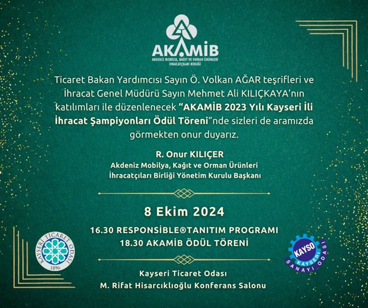 Türkiye'nin Kayseri İli'nde Ödül Töreni Düzenlenecek Türkiye'nin Kayseri İli'nde Ödül Töreni Düzenlenecek