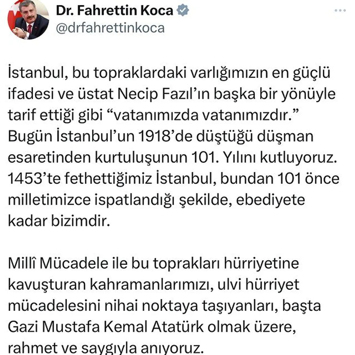 İstanbul'un Kurtuluşu'nun 101. Yılı Kutlanıyor İstanbul'un Kurtuluşu'nun 101. Yılı Kutlanıyor