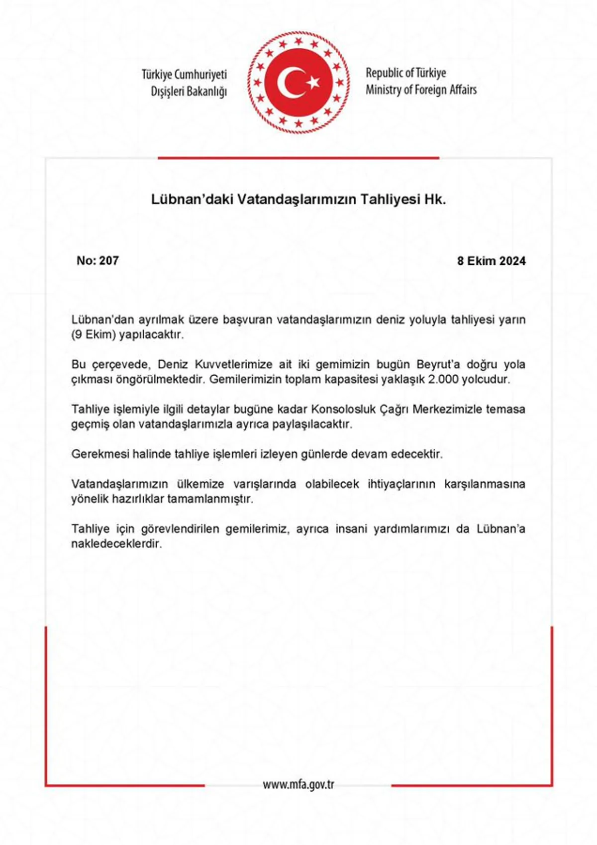 Lübnan'daki Türk Vatandaşları Güvenli Bir Şekilde Tahliye Edilecek Lübnan'daki Türk Vatandaşları Güvenli Bir Şekilde Tahliye Edilecek