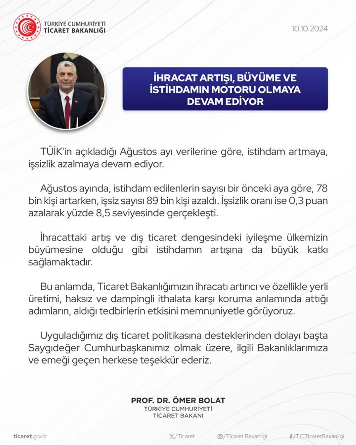Türkiye'nin İhracatı Ekim Ayında Artış Gösteriyor Türkiye'nin İhracatı Ekim Ayında Artış Gösteriyor