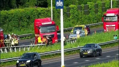 Hollanda'da A15 Otoyolunda Kaza: Kamyon Bariyerleri Aşarak Yoldan Çıktı
