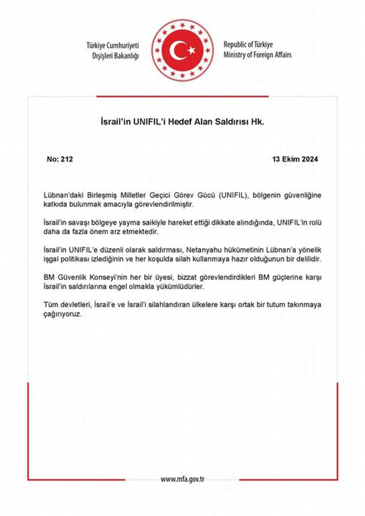 İsrail’in Birleşmiş Milletler Geçici Görev Gücü (UNIFIL) Mensuplarına Yönelik Saldırısı İsrail’in Birleşmiş Milletler Geçici Görev Gücü (UNIFIL) Mensuplarına Yönelik Saldırısı