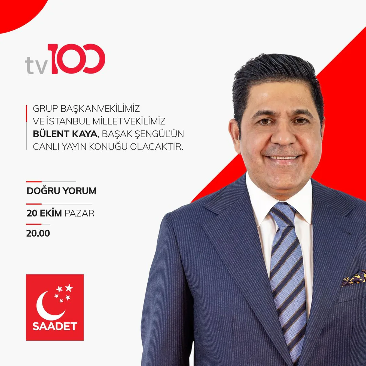 Grup Başkanvekili Bülent Kaya İstanbul'da Canlı Yayına Katılacak Grup Başkanvekili Bülent Kaya İstanbul'da Canlı Yayına Katılacak