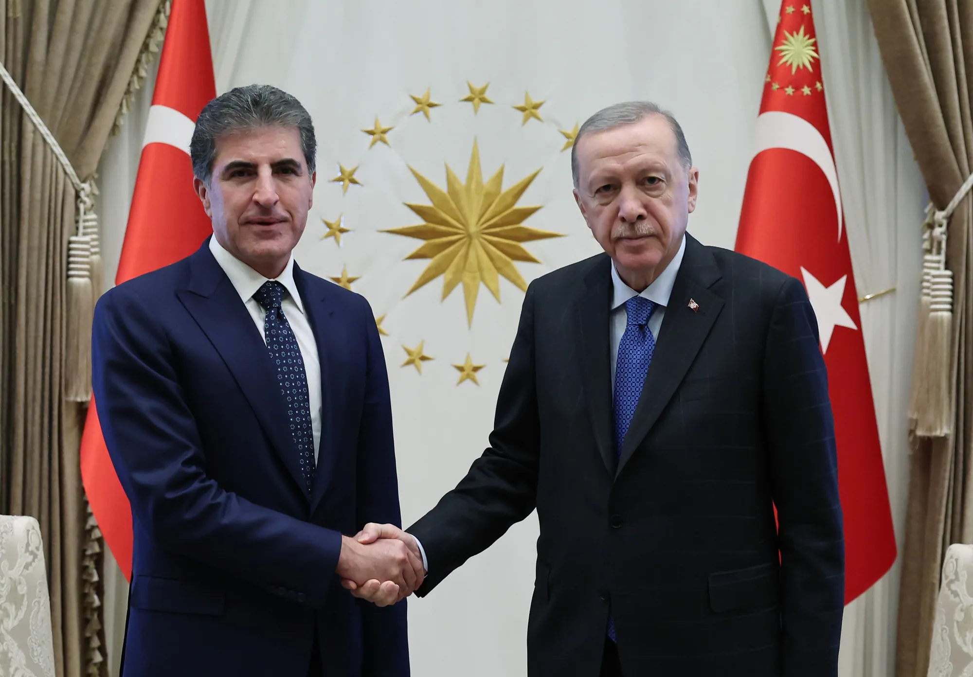 Cumhurbaşkanı Recep Tayyip Erdoğan, Irak Kürt Bölgesel Yönetimi Başkanı Neçirvan Barzani'yi Kabul Etti Cumhurbaşkanı Recep Tayyip Erdoğan, Irak Kürt Bölgesel Yönetimi Başkanı Neçirvan Barzani'yi Kabul Etti