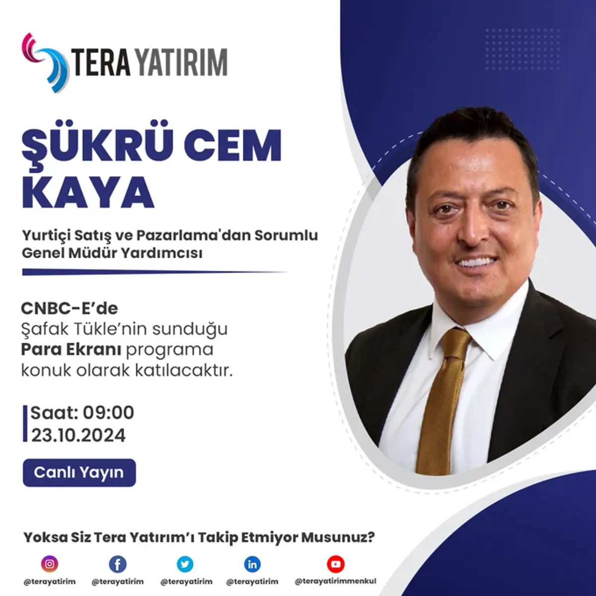 Şükrü Cem Kaya, "Para Ekranı" Programında Yatırım Tüyoları Verecek Şükrü Cem Kaya, "Para Ekranı" Programında Yatırım Tüyoları Verecek