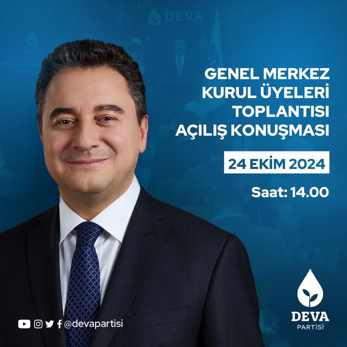 DEVA Partisi Genel Başkanı Ali Babacan, Genel Merkez Kurul Üyeleri Toplantısında Açıklamalarda Bulunacak DEVA Partisi Genel Başkanı Ali Babacan, Genel Merkez Kurul Üyeleri Toplantısında Açıklamalarda Bulunacak