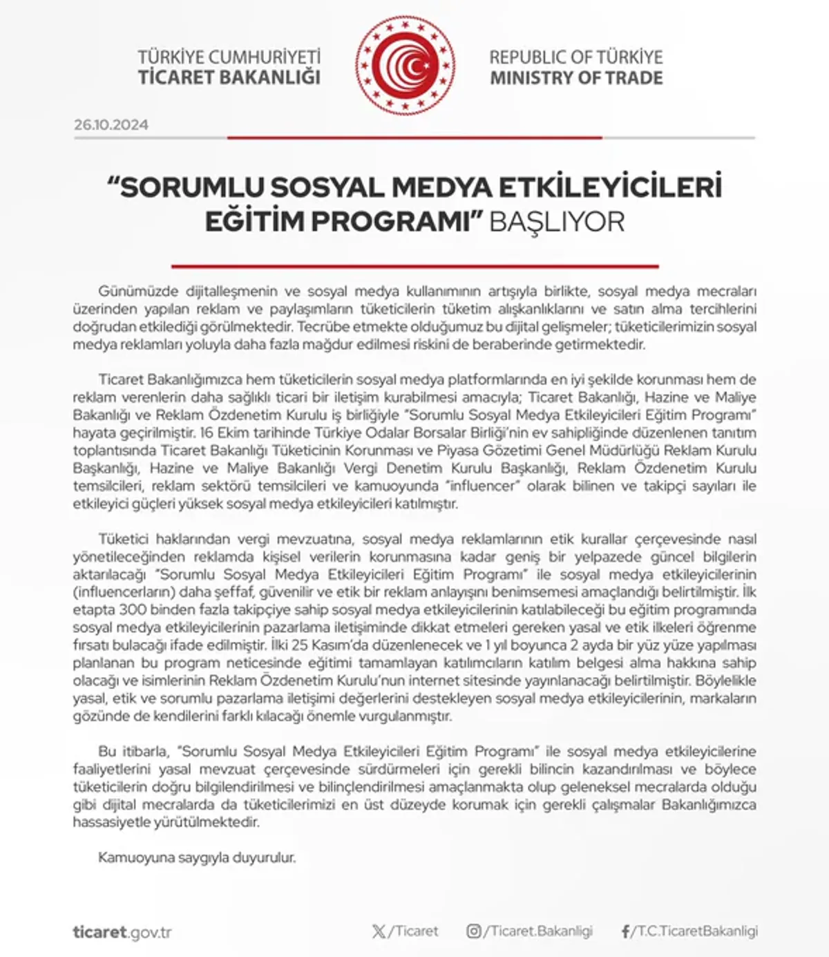 Sorumlu Sosyal Medya Etkileyicileri Eğitim Programı Başlıyor Sorumlu Sosyal Medya Etkileyicileri Eğitim Programı Başlıyor
