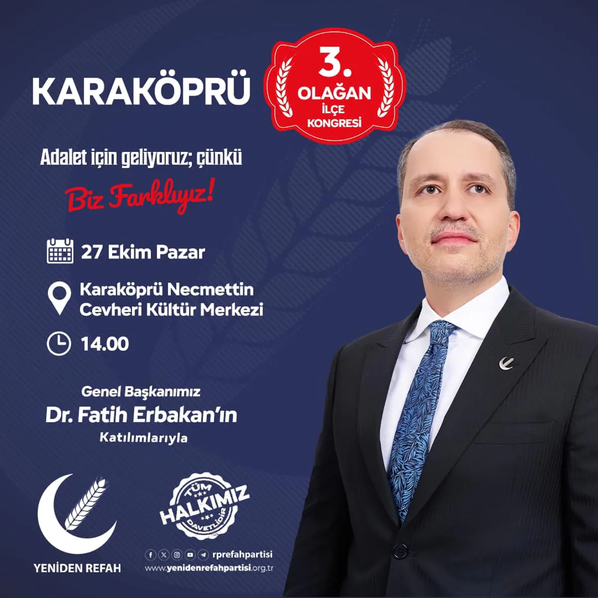 Yeniden Refah Partisi Şanlıurfa Karaköprü İlçe Kongresi Düzenleniyor Yeniden Refah Partisi Şanlıurfa Karaköprü İlçe Kongresi Düzenleniyor