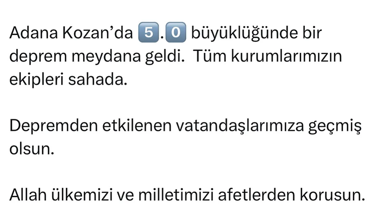 Adana'da 5.0 Büyüklüğünde Deprem Meydana Geldi Adana'da 5.0 Büyüklüğünde Deprem Meydana Geldi