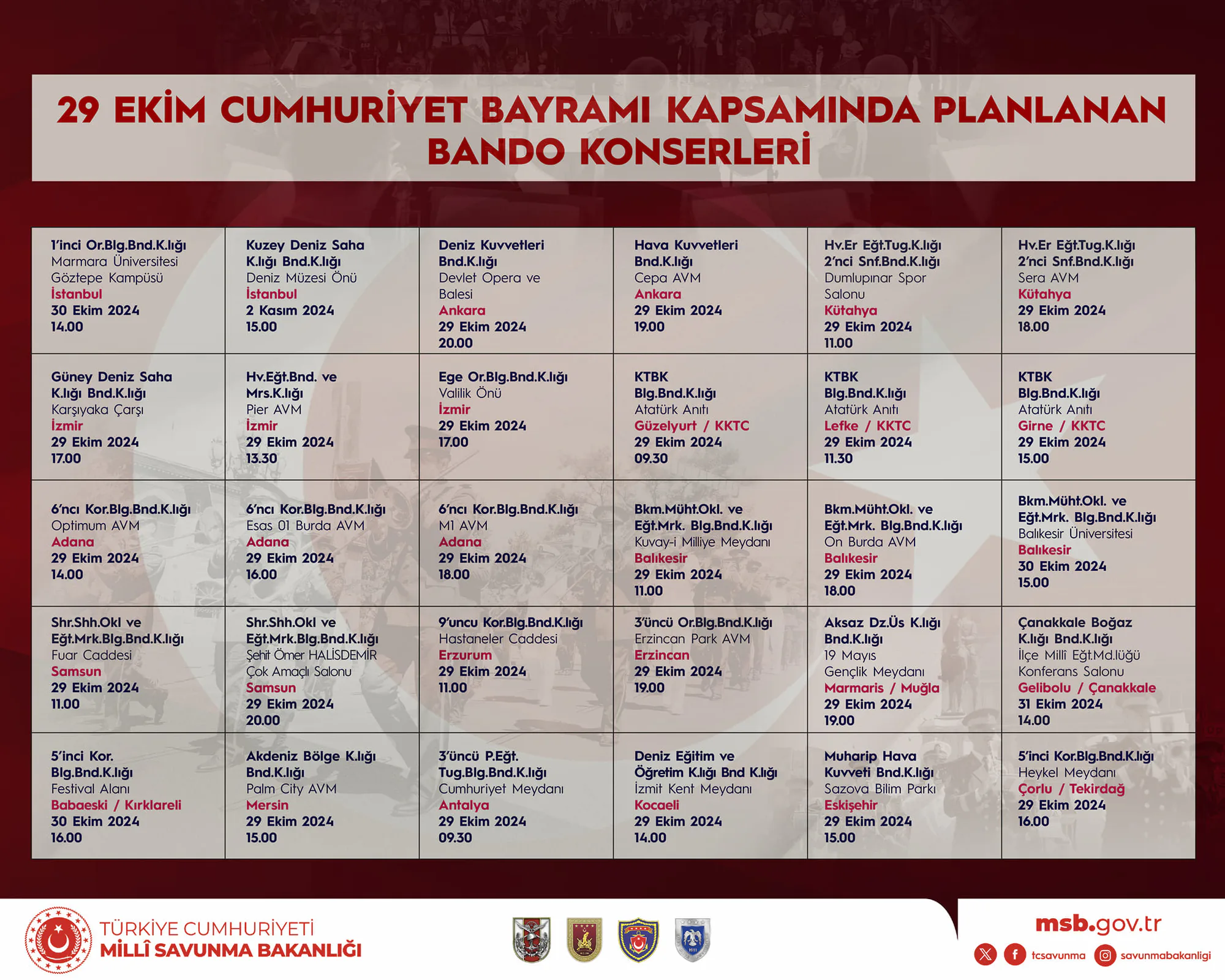 29 Ekim Cumhuriyet Bayramı Etkinlikleri 29 Ekim Cumhuriyet Bayramı Etkinlikleri