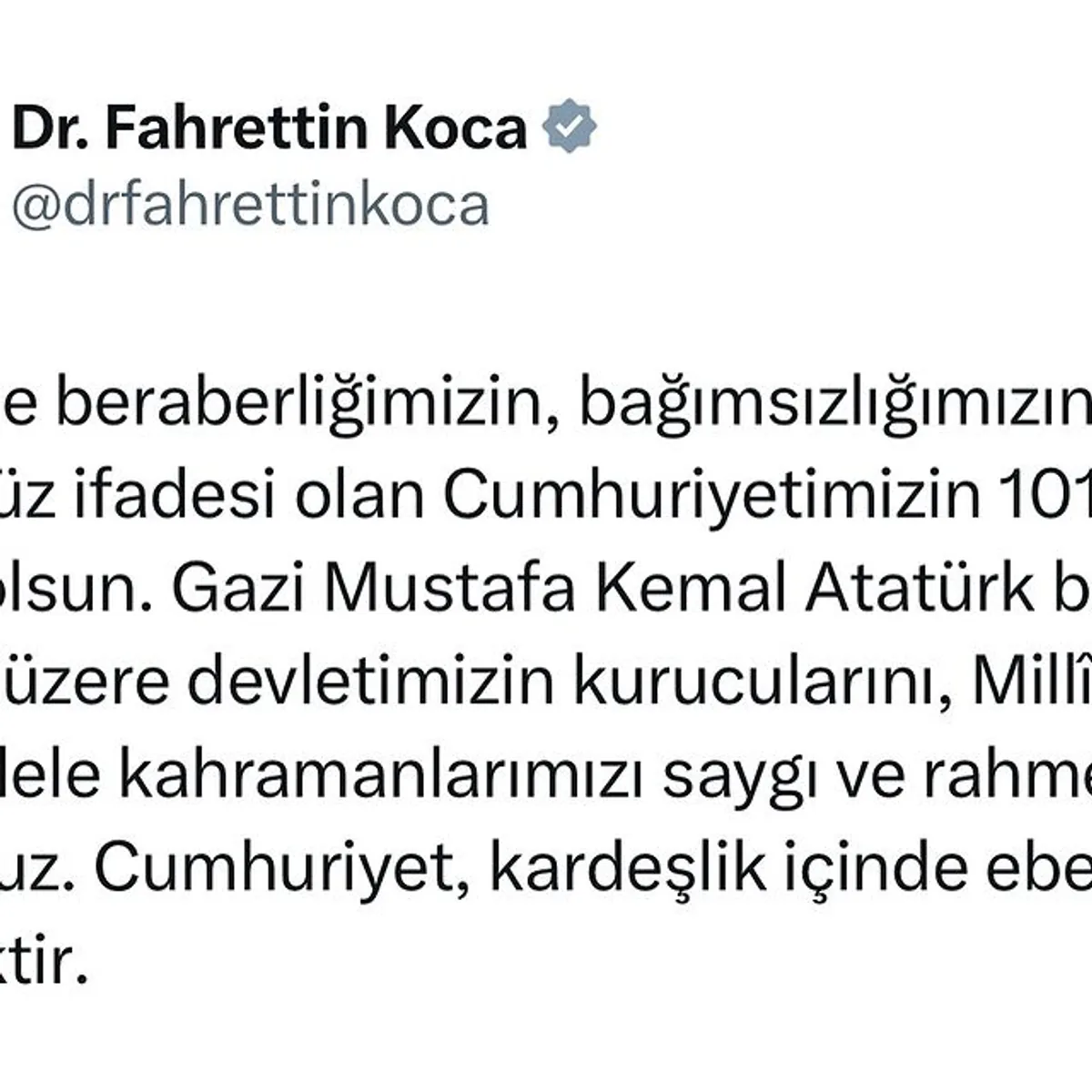 Cumhuriyetimizin 101. Yılı Kutlandı Cumhuriyetimizin 101. Yılı Kutlandı
