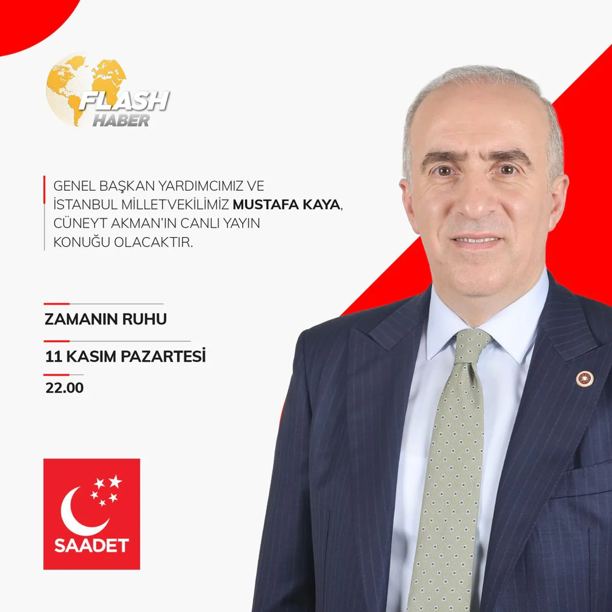 Mustafa Kaya, "Zamanın Ruhu" Programında Canlı Yayın Konuğu Olacak Mustafa Kaya, "Zamanın Ruhu" Programında Canlı Yayın Konuğu Olacak