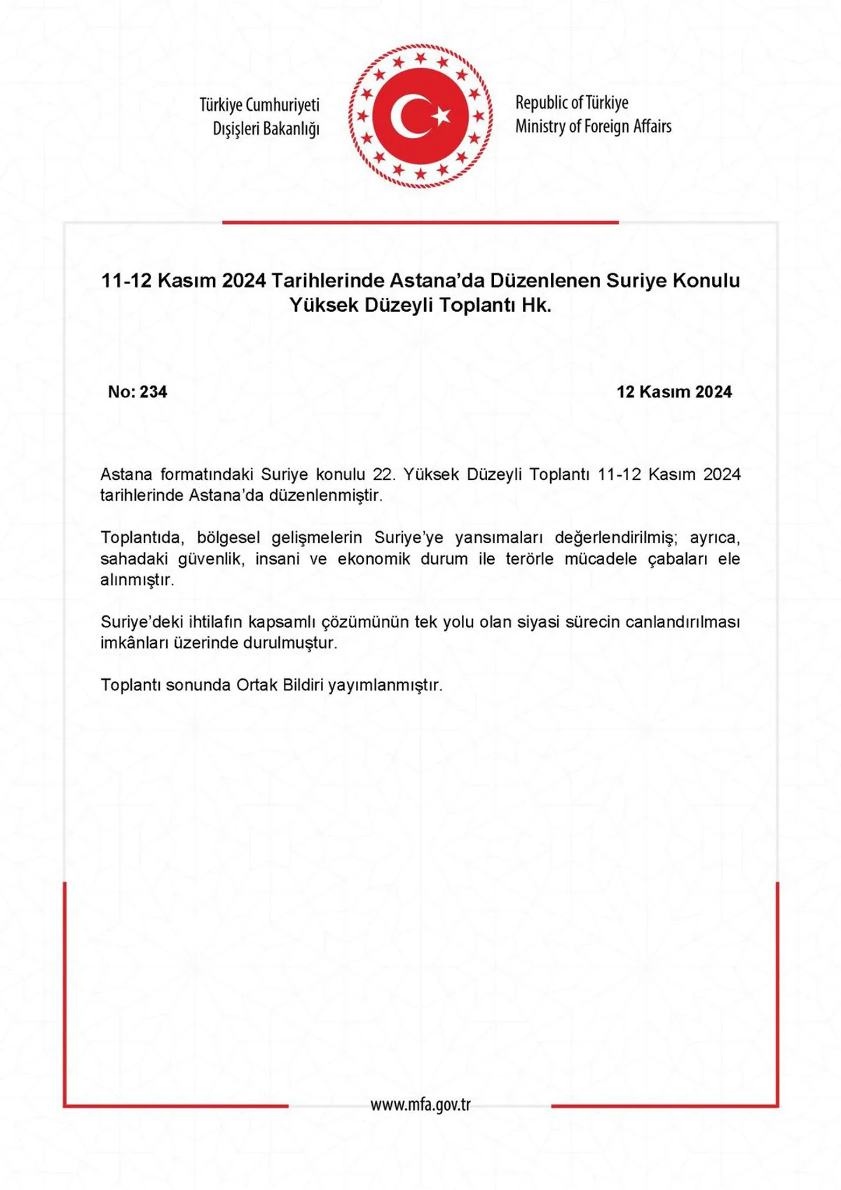 Kazakistan'da Yüksek Düzeyli Suriye Toplantısı Gerçekleştirildi Kazakistan'da Yüksek Düzeyli Suriye Toplantısı Gerçekleştirildi