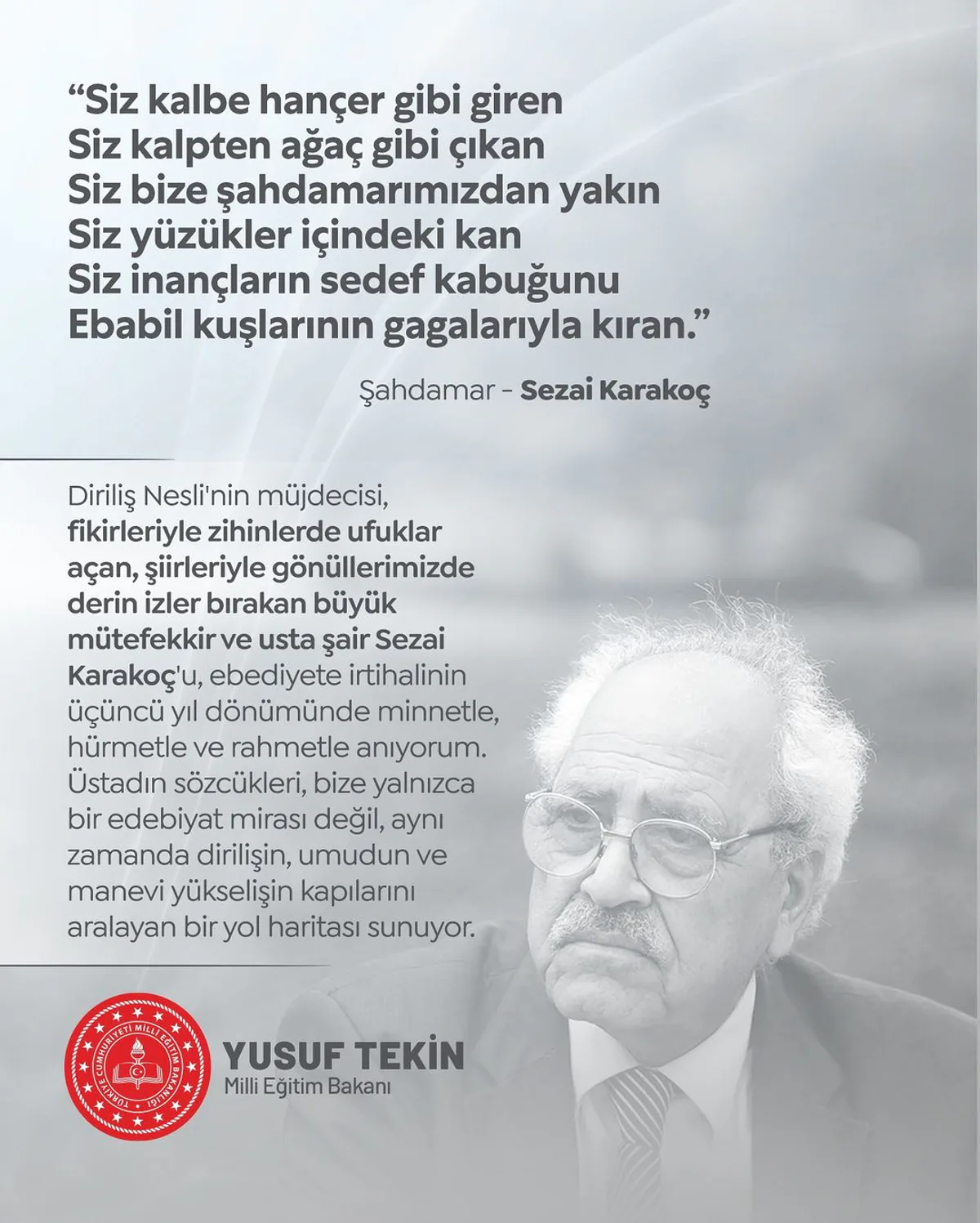 Sezai Karakoç'un Ölüm Yıl Dönümü Anılıyor Sezai Karakoç'un Ölüm Yıl Dönümü Anılıyor