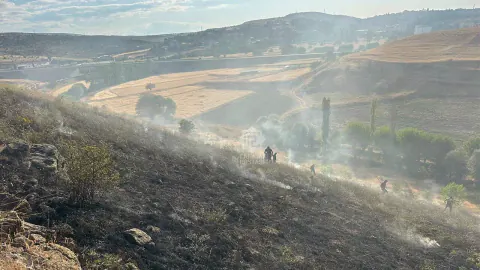 Çankırı'da Yük Treni Kıvılcımları Arazi Yangınına Yol Açtı