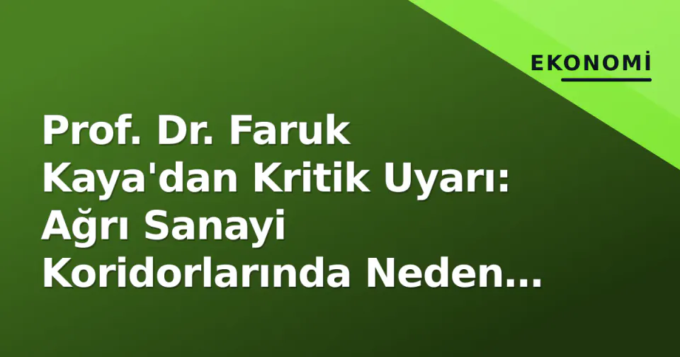 Prof. Dr. Faruk Kaya'dan Kritik Uyarı: Ağrı Sanayi Koridorlarında Neden Yok? görseli