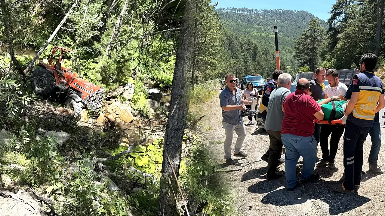 Kütahya'da Traktör Kazası: Uçuruma Sürüklenen Araçta Yaralı Kütahya'da Traktör Kazası: Uçuruma Sürüklenen Araçta Yaralı